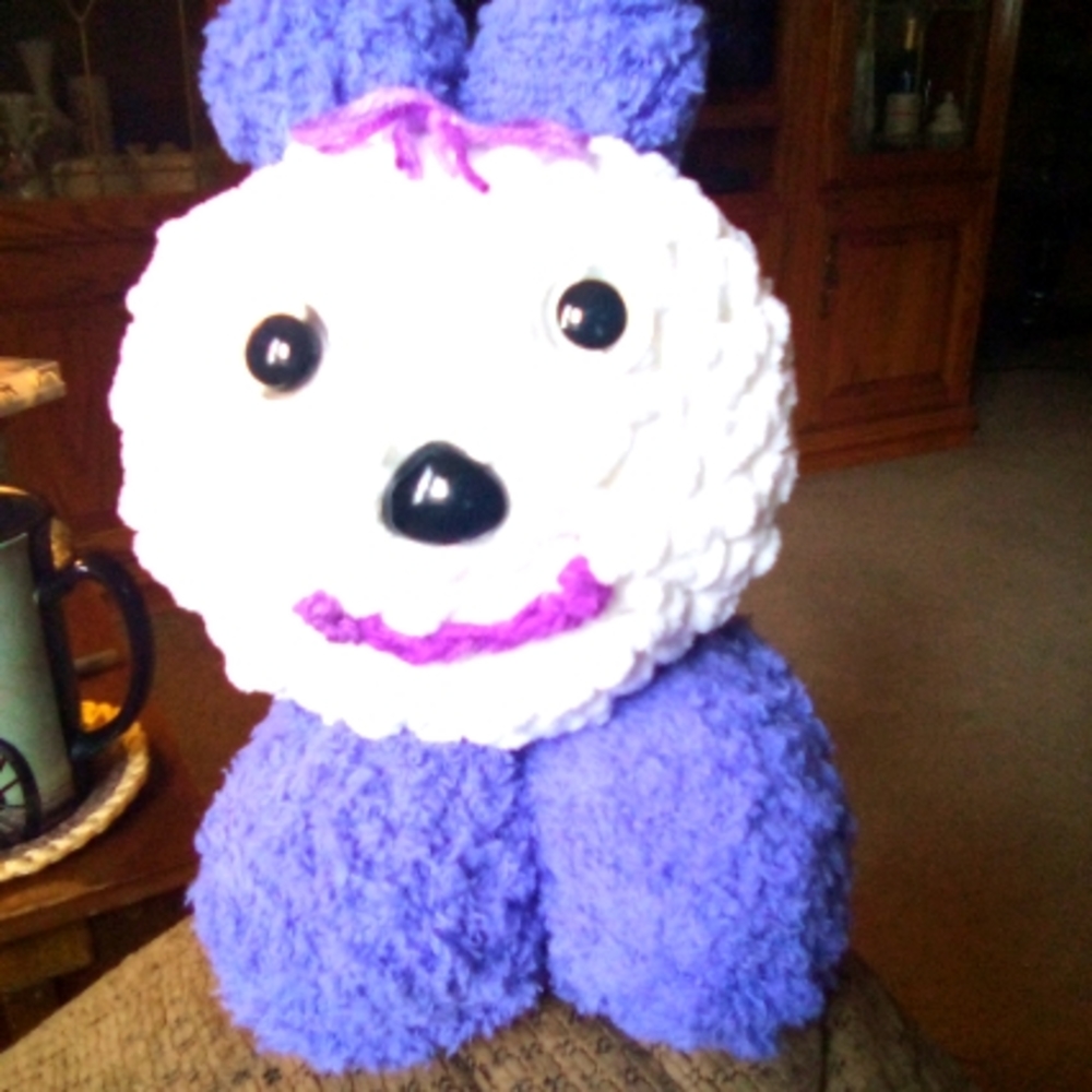 Crocheted stuffed animal.